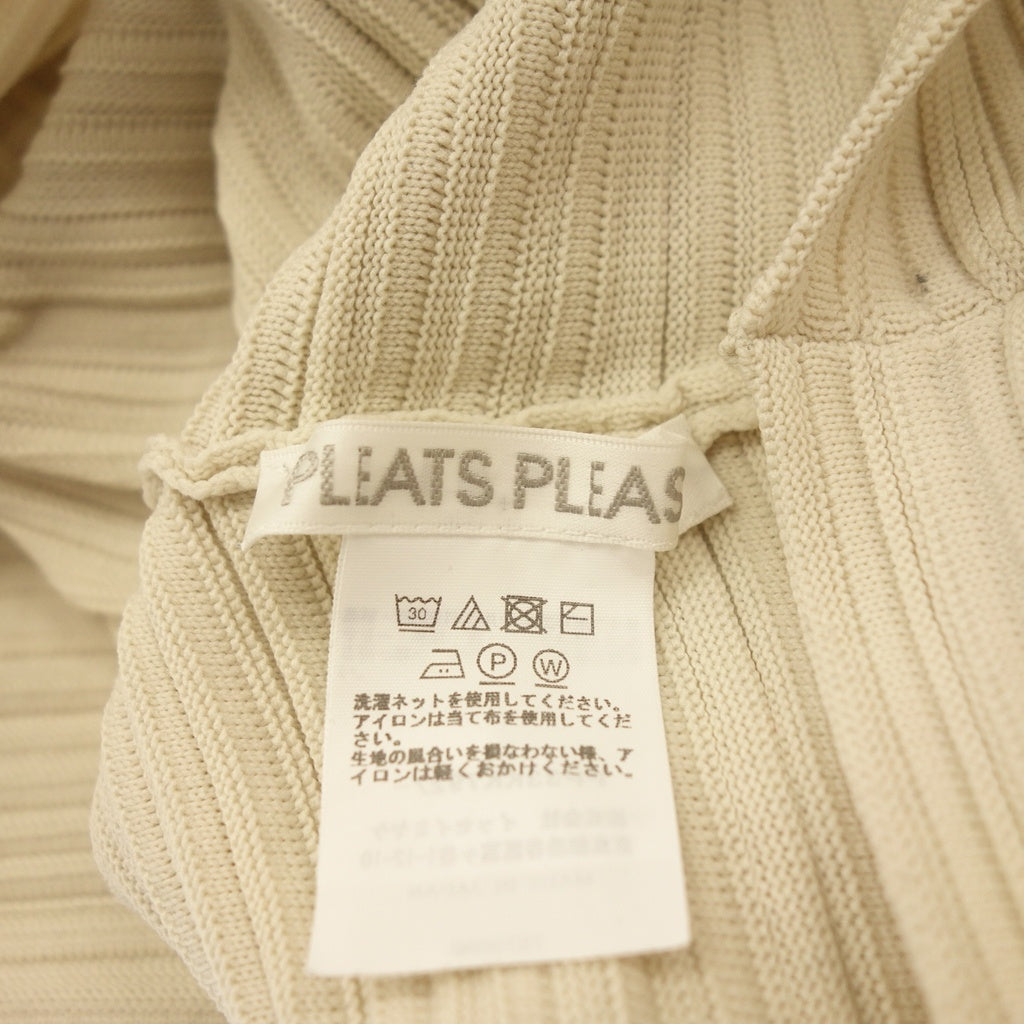 Good condition ◆ Pleats Please Issey Miyake High Neck Knit PP33KK792 Crepe Ladies Ivory Size F PLEATS PLEASE ISSEY MIYAKE CREPE KNIT [AFB41] 