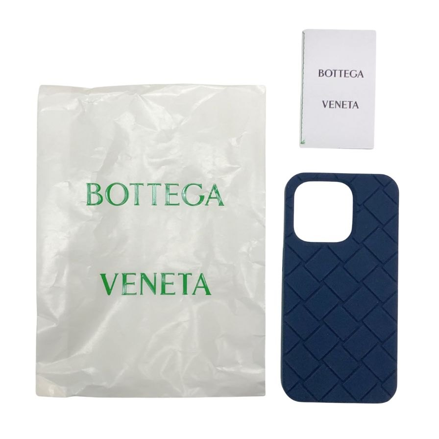 ボッテガヴェネタ iPhoneケース iPhone15Pro ラバー イントレチャート ネイビー系 BOTTEGA VENETA【AFI27】【中古】