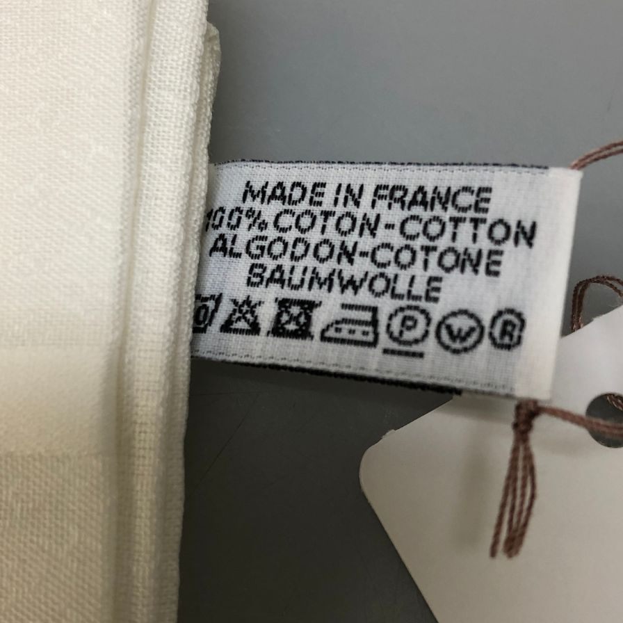 エルメス ハンカチ コットン100% ホワイト レディース HERMES【AFB53】【中古】