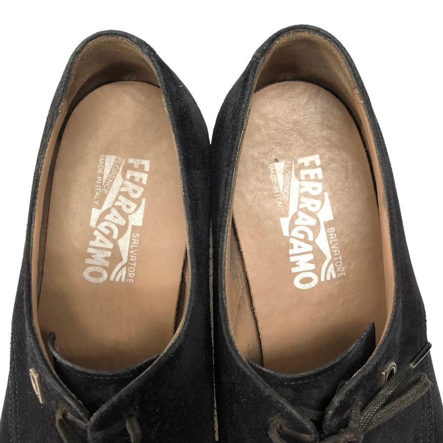 フェラガモ レザーシューズ プレーントゥ スエード ネイビー UK7.5 3E FERRAGAMO 約26.0cm【AFC32】