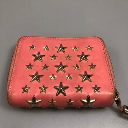 ジミーチュウ ラウンドジップ ミニ ウォレット スタッズ ピンク JIMMY CHOO【AFB54】