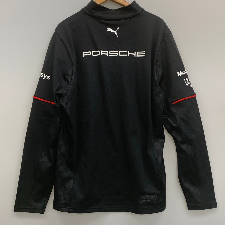 新品同様◆ポルシェ モータースポーツ レプリカ ミッドレイヤー モータースポーツ ウェア ブラック サイズXL  PORSCHE 【AFF21】