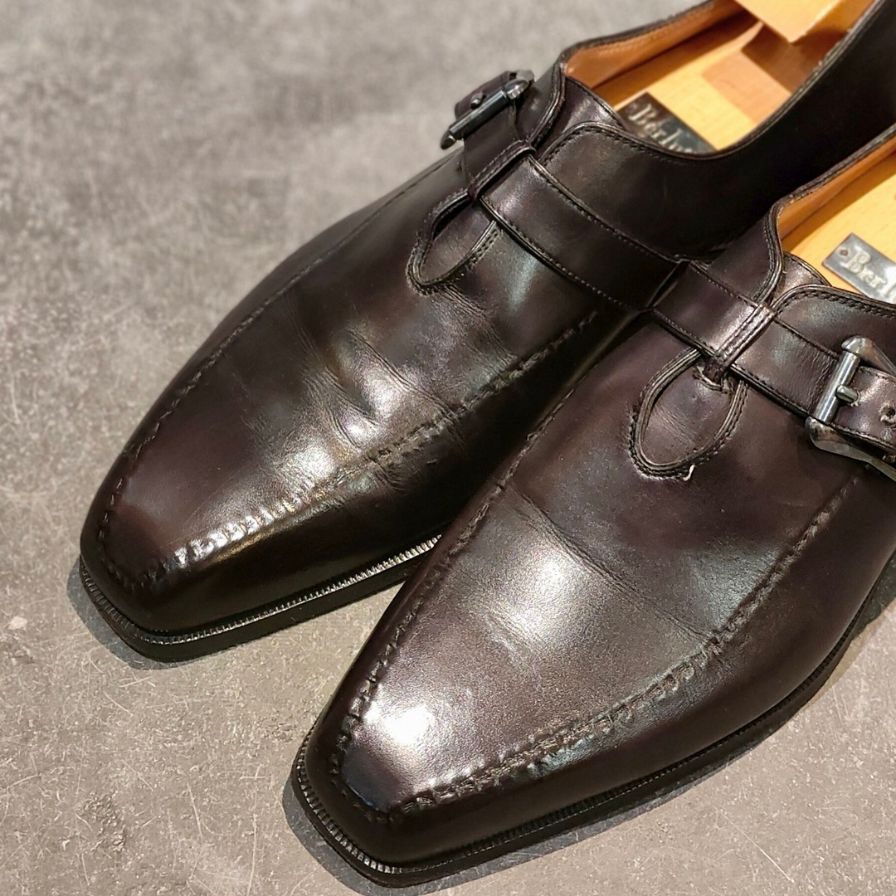 ベルルッティ シングルモンク パティーヌ カーフ メンズ パープル系 サイズUK7 Berluti ビジネスシューズ 約26.0cm【LA】【中古】