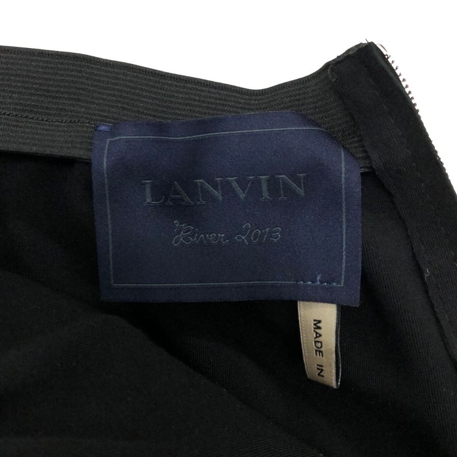 ランバン Liver 2013 ラム革 ウエストリブ スカート レディース  イタリア製 サイズ38 ブラック LANVIN【AFB28】
