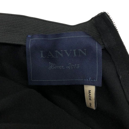 ランバン Liver 2013 ラム革 ウエストリブ スカート レディース  イタリア製 サイズ38 ブラック LANVIN【AFB28】