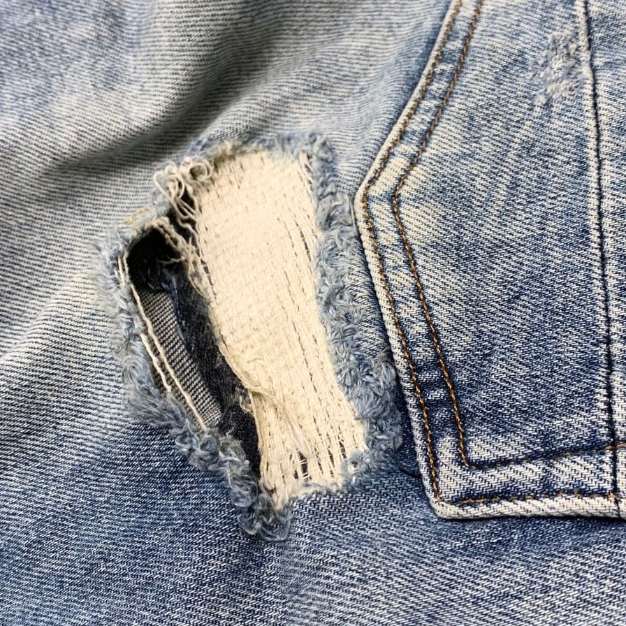 デンハム デニムパンツ W32 ダメージ加工 RAZOR SLIM FIT Candiani Denim 27170-1-11009 メンズ サイズ32 インディゴ DENHAM 【AFB31】