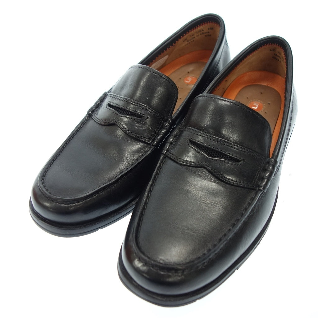 Good Condition◆Clarks Leather Shoes Loafers Men's Black Size 7 Clarks AN PENNY [AFD8] 