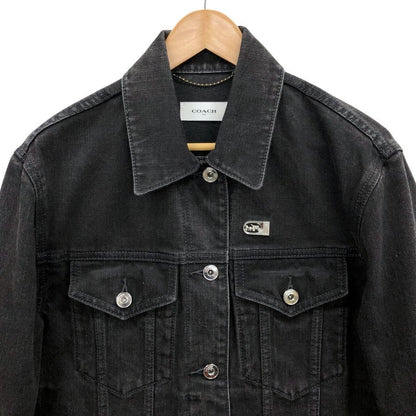 美品◆コーチ デニムジャケット シグネチャー 馬車金具 ブラック レディース サイズ4 COACH 【AFB30】
