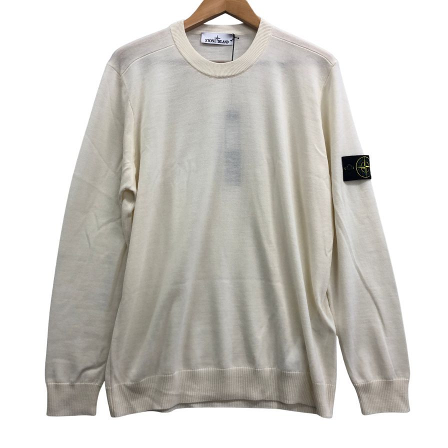 新品同様◆ストーンアイランド クルーネックニット ホワイト メンズ サイズXL Stone Island 【AFB38】
