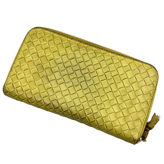 ボッテガヴェネタ イントレチャート 財布 ラウンドファスナー イエロー Bottega Veneta【AFI13】