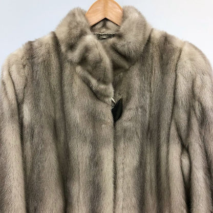 中古◆エレガンスファー サファイアミンク ハーフコート スタンドカラー グレー フリーサイズ 毛皮 ELEGANCE FUR 【AFF21】
