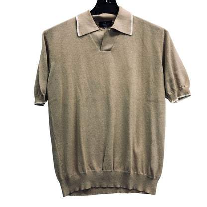 美品◆エルメネジルドゼニア ポロシャツ コットン サマーニット ベージュ系 サイズM メンズ Ermenegildo Zegna 【AFF19】