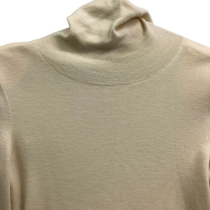 美品◆フォクシー ハイネック セーター トップス 肩パット付 ウール100% 33631 レディース サイズ38 ホワイト FOXEY 【AFB38】