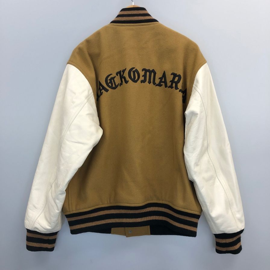 美品◆ワコマリア 24SS レザーバーシティジャケット ベージュ メンズ サイズM WACKOMARIA 【AFA18】