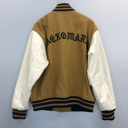 美品◆ワコマリア 24SS レザーバーシティジャケット ベージュ メンズ サイズM WACKOMARIA 【AFA18】