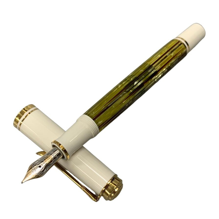 ペリカン 万年筆 スーベレーン ホワイトトータス ストライプ ペン先14C-585 F字 PELIKAN Souveran【AFI14】