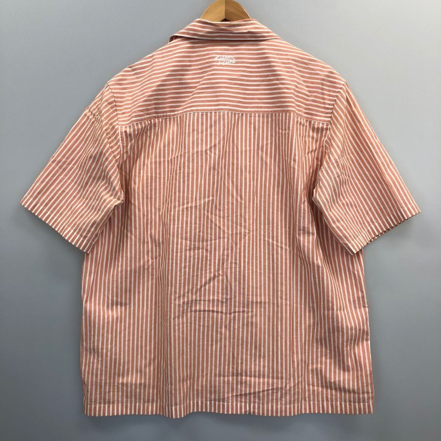中古◆メゾンキツネ ストライプ 半袖開襟シャツ メンズ サイズM オレンジ MAISON KITSUNE 【AFB35】