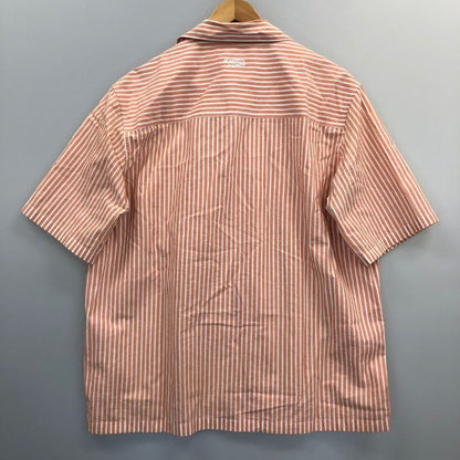 中古◆メゾンキツネ ストライプ 半袖開襟シャツ メンズ サイズM オレンジ MAISON KITSUNE 【AFB35】