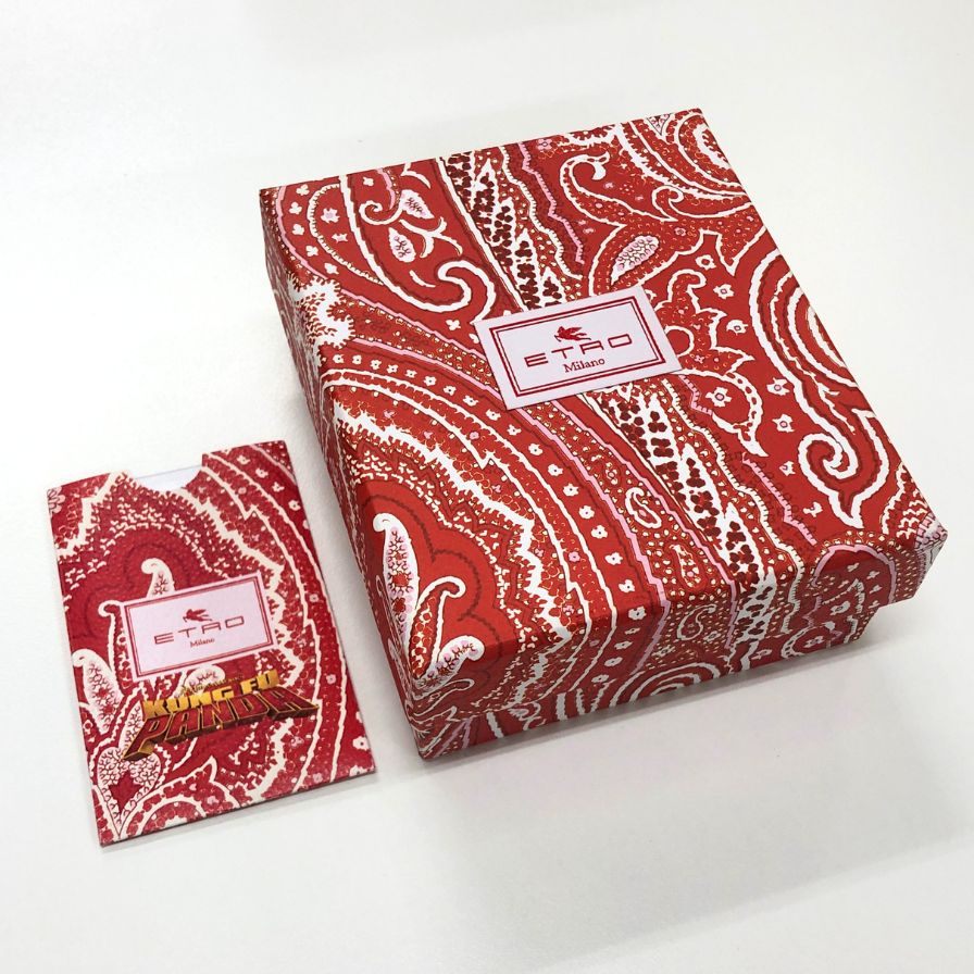 エトロ エアポッズケース カンフーパンダ AirPodsケース レッド系 レザー ETRO【AFI8】【中古】