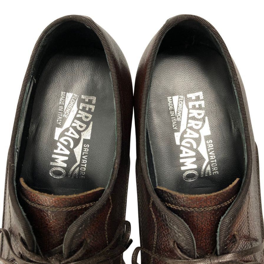 サルヴァトーレ フェラガモ レザーシューズ プレーントゥ キャビアスキン ブラウン系 サイズ5 レディース Salvatore Ferragamo 約22.5cm【AFD2】