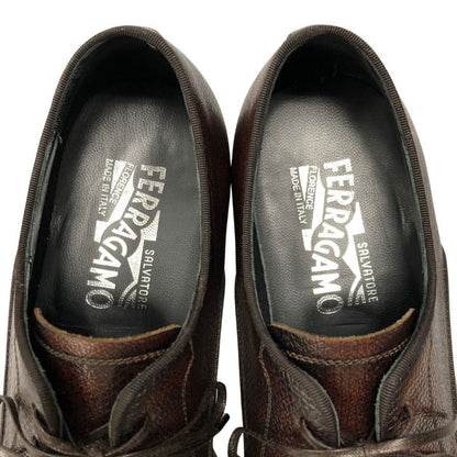サルヴァトーレ フェラガモ レザーシューズ プレーントゥ キャビアスキン ブラウン系 サイズ5 レディース Salvatore Ferragamo 約22.5cm【AFD2】
