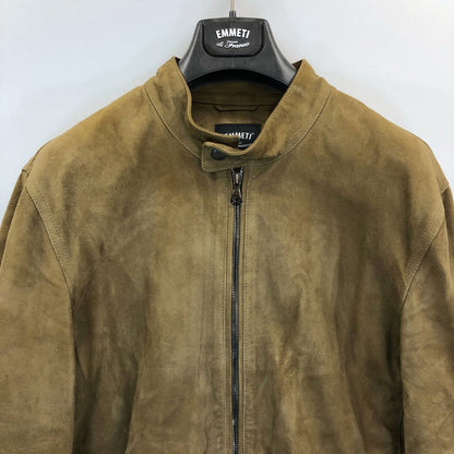 極美品◆エンメティ シングルライダースジャケット  ジップアップ ゴートスキン スエード ブラウン サイズ52 EMMETI 【AFG1】