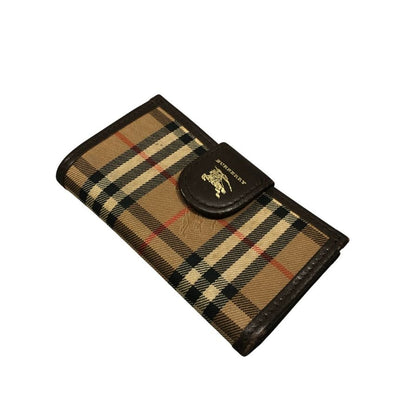 バーバリ― キーケース ノバチャック柄 4連 ボタン ユニセックス ブラウン Burberry【AFI11】
