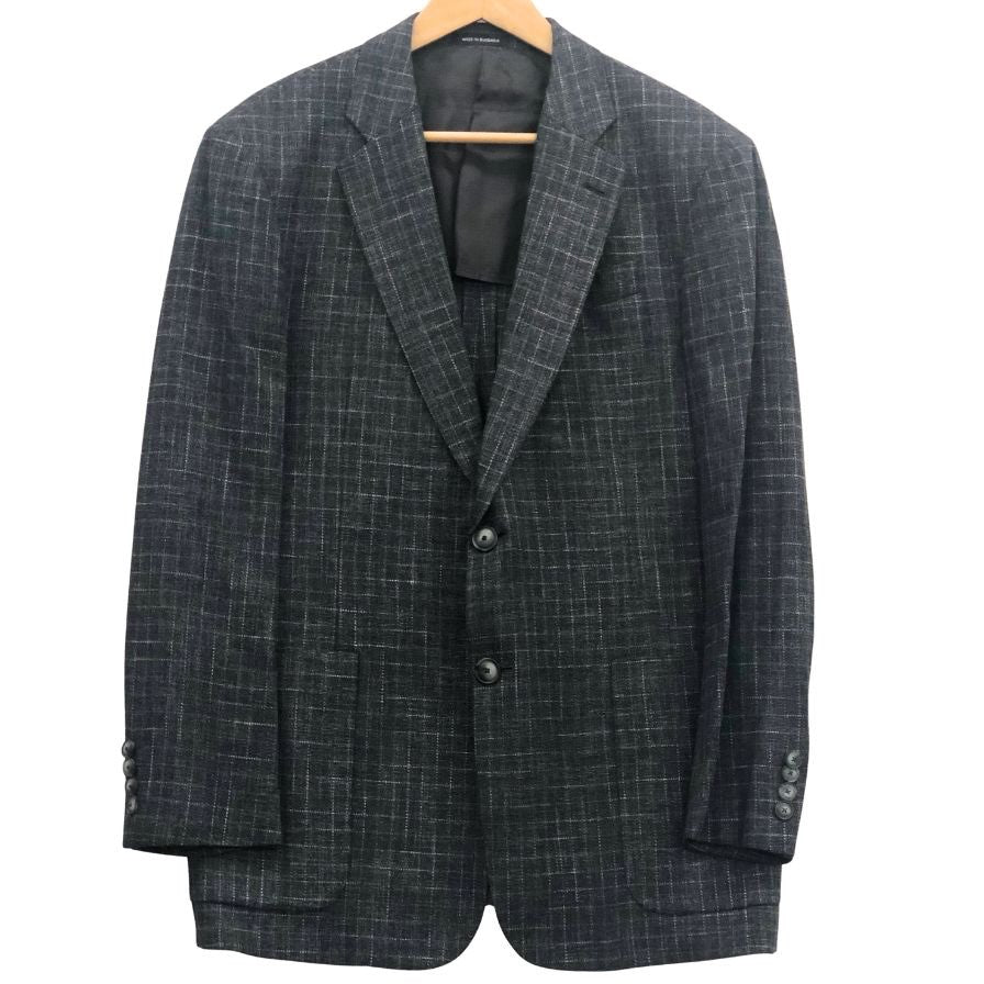 極美品◆エンポリオアルマーニ テーラードジャケット G LINE 2B チェック サイドベンツ メンズ サイズ50 EMPORIO ARMANI 【AFB6】