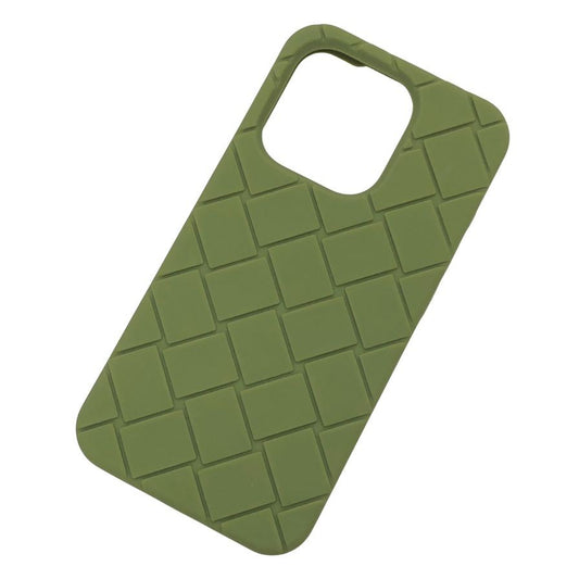 ボッテガヴェネタ iPhoneケース iPhone15Pro ラバー イントレチャート カーキ系 BOTTEGA VENETA【AFI27】【中古】