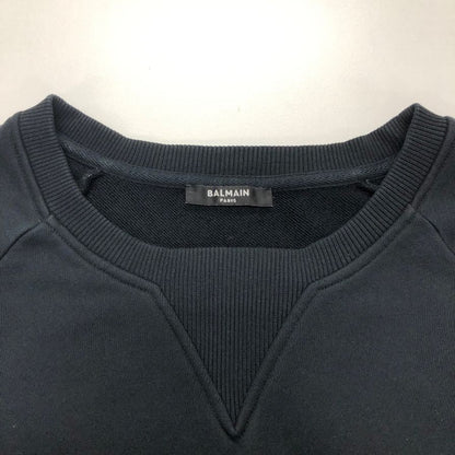 美品◆バルマン トレーナー スウェット ワンポイントロゴデザイン ブラック サイズL メンズ BALMAIN 【AFB24】