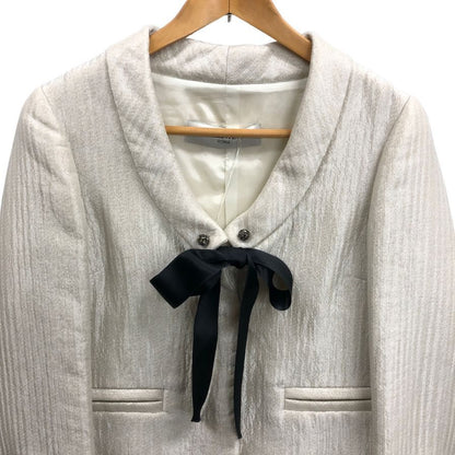 新品同様◆ヴァレンティノ ジャケット ローマ ノーカラー ウール レディース アイボリー サイズ42 VALENTINO 【AFB4】