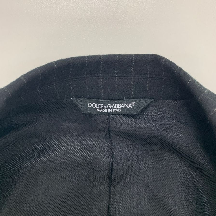 ドルチェ＆ガッバーナ マルティーニ 2B スーツ ウール ストライプ メンズ サイズ46 ブラック DOLCE&GABBANA MARTINI【AFB41】