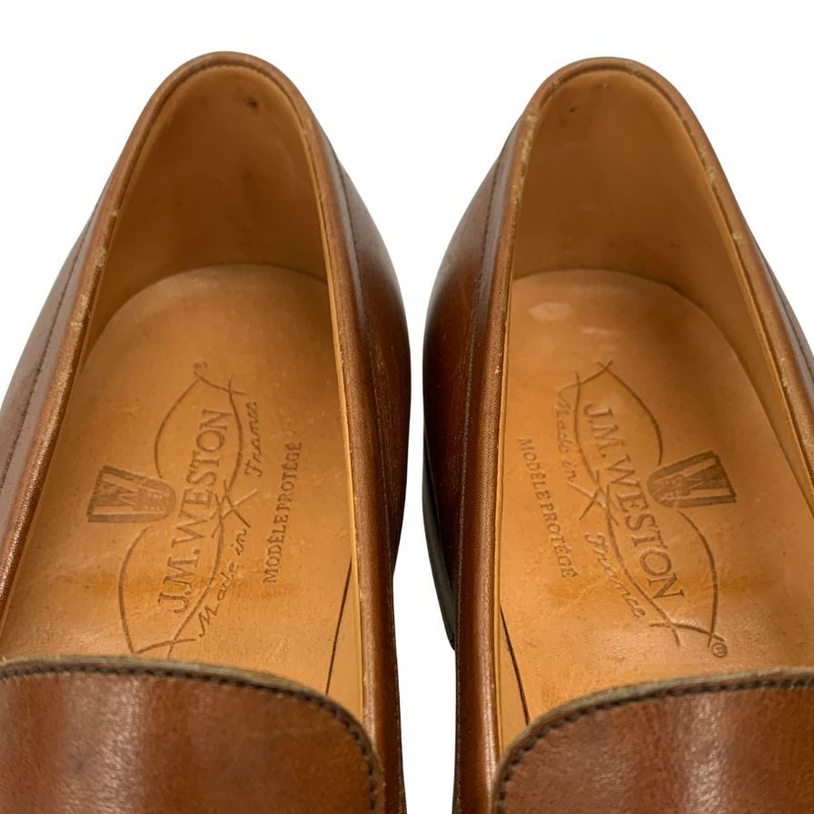 ジェイエムウエストン 180シグニチャー ローファー ボックスカーフ ブラウン UK4.5D J.M.WESTON ローファー 約24.5cm【LA】【中古】