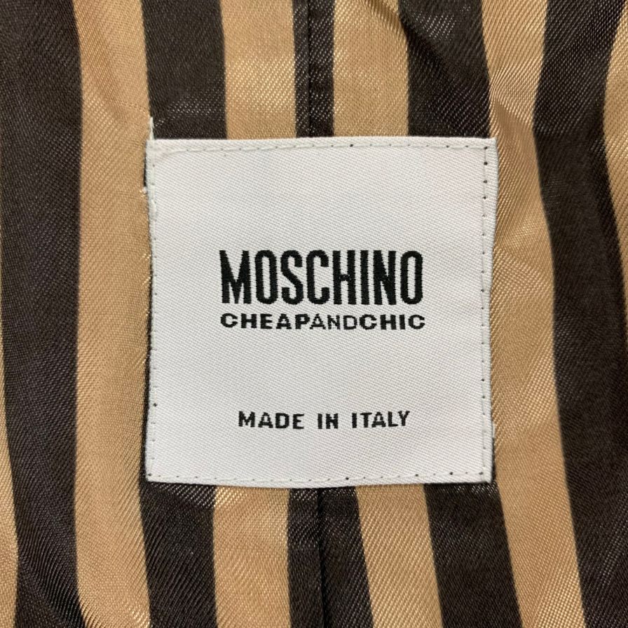 美品◆チープ&チック バイ モスキーノ ジャケット チェック柄 ベージュ系 ウール レディース サイズ42 CHEAP & CHIC by MOSCHINO 【AFB28】