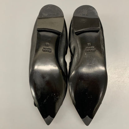 プラダ バレエシューズ フラットシューズ リボン＆チャックあしらい レディース サイズ36 ブラック PRADA 約22.5cm【AFC33】