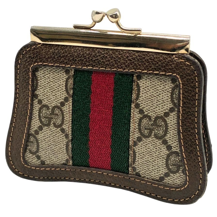 オールドグッチ シェリーライン がま口 小銭入れ ベージュ 財布 GUCCI【AFI19】