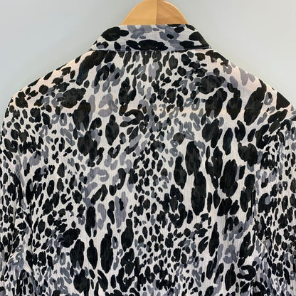 美品◆サンローラン シャツ 長袖 20SS 599291 コットン シルク レオパード シースルー プリーツ加工 メンズ サイズ38 ホワイト系 SAINT LAURENT 【AFB1】