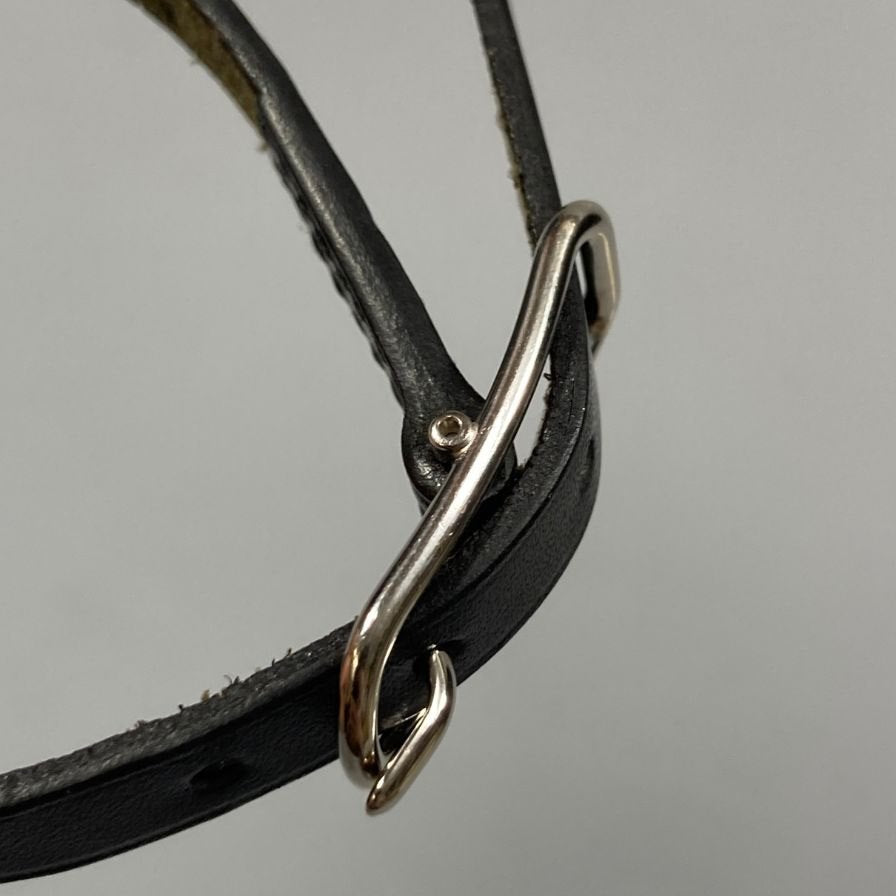 エルメス ブレスレット アピ1 レザー ブラック シルバー金具 □E刻印 レディース HERMES【AFI9】【中古】