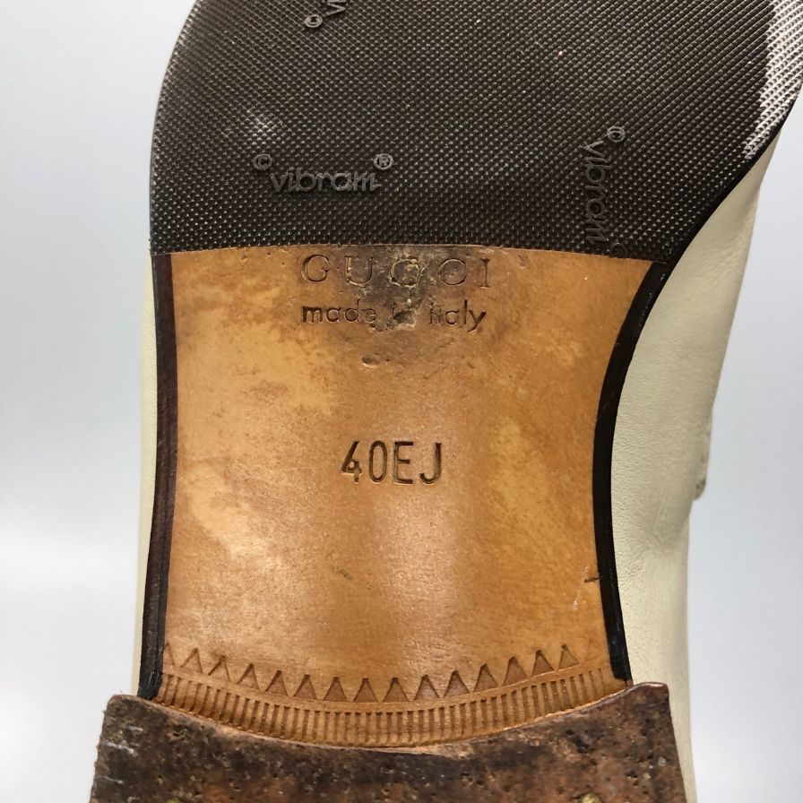 グッチ ビットローファー 174325 メンズ ホワイトサイズUK4.0 GUCCI 約23.0cm【AFC3】