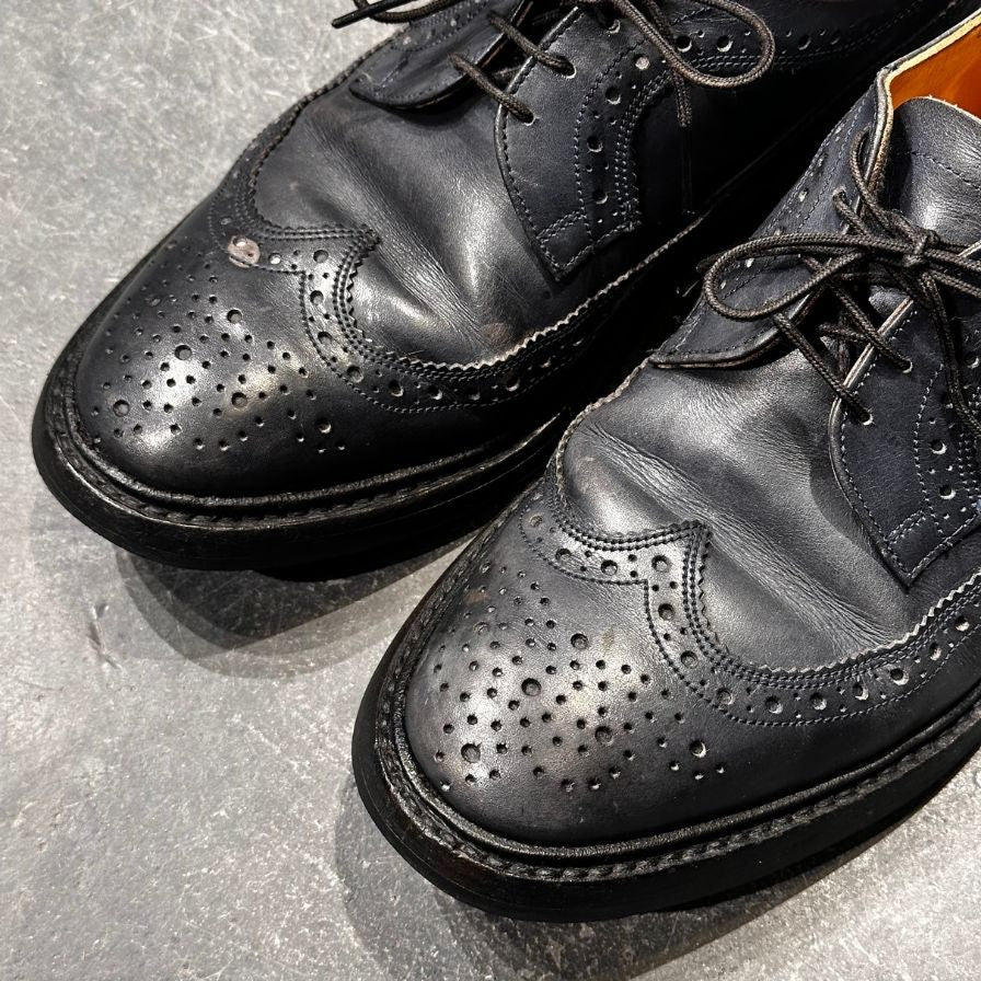 トリッカーズ レザーシューズ ロングウイングチップ M5164 ネイビー メンズ サイズUK7 Tricker’s ビジネスシューズ 約25.5cm【LA】【中古】