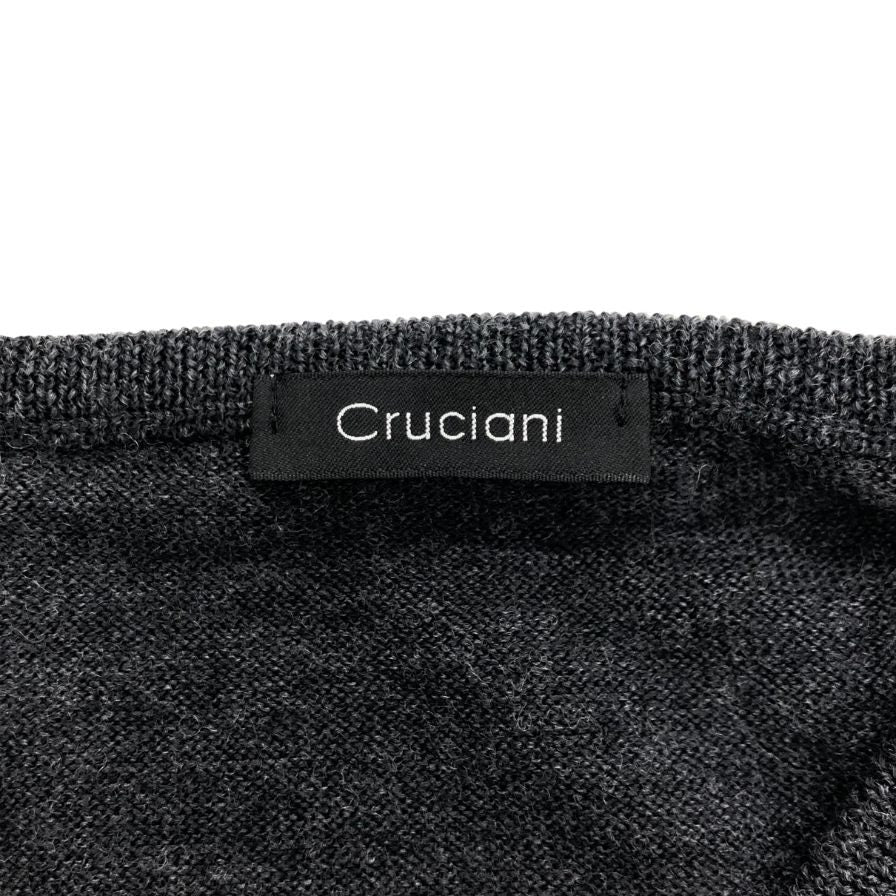 美品◆クルチアーニ ニット ウール100％ Vネック メンズ サイズ46 ダークグレー Cruciani 【AFB6】