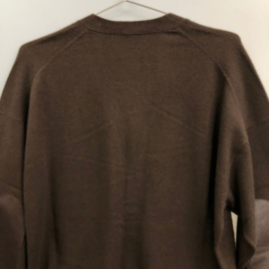 極美品◆キャッシュ＆バルバ エルボーパッチ モンゴリアン カシミヤ ニット カーディガン OMCSW007 ブラウン サイズ2 Cash & Barba 【AFB5】