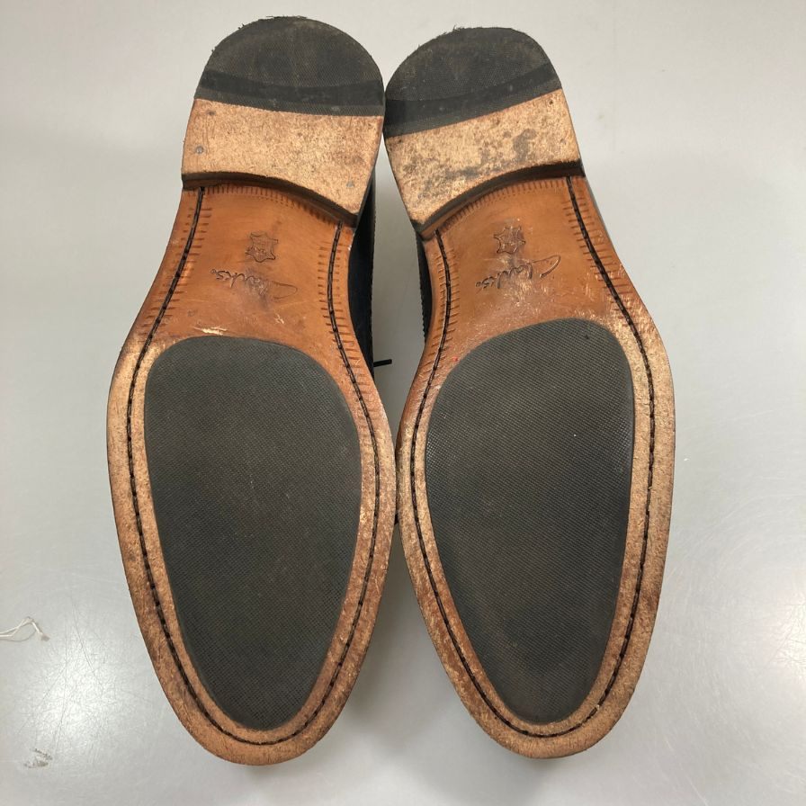 クラークス レザーシューズ フルブローグ カーフ クッションプラスインソール メンズ ブラック サイズUK7 Clarks 約25.5cm【AFC32】