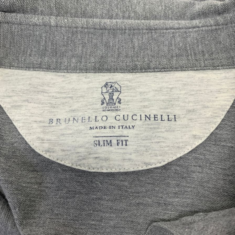 中古◆ブルネロクチネリ 長袖トップス スリムフィット ストレッチコットン メンズ サイズM グレー Brunello Cucinelli 【AFB35】