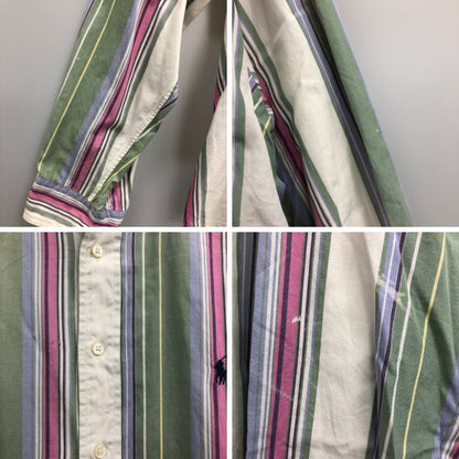 中古◆ラルフローレン ボタンダウンシャツ 90S オールド ストライプ メンズ サイズXXL Ralph Lauren 【AFB40】