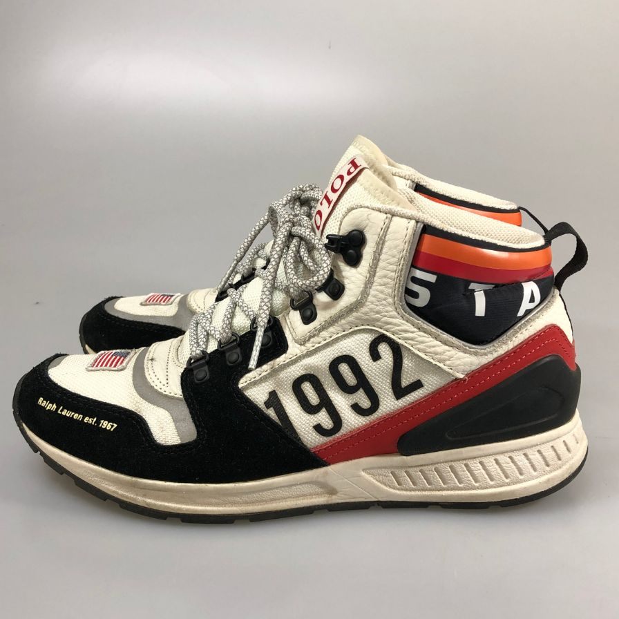 ポロ ラルフローレン ウィンター スタジアム スニーカー 1992 復刻版 メンズ サイズUK8 ホワイト×ネイビー Polo Ralph Lauren 約26.5cm【AFC2】
