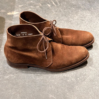 クロケット＆ジョーンズ チャッカブーツ チャッカ アンラインド スエード ブラウン サイズUK8D メンズ CROCKETT&JONES ブーツ 約26.5cm【LA】【中古】
