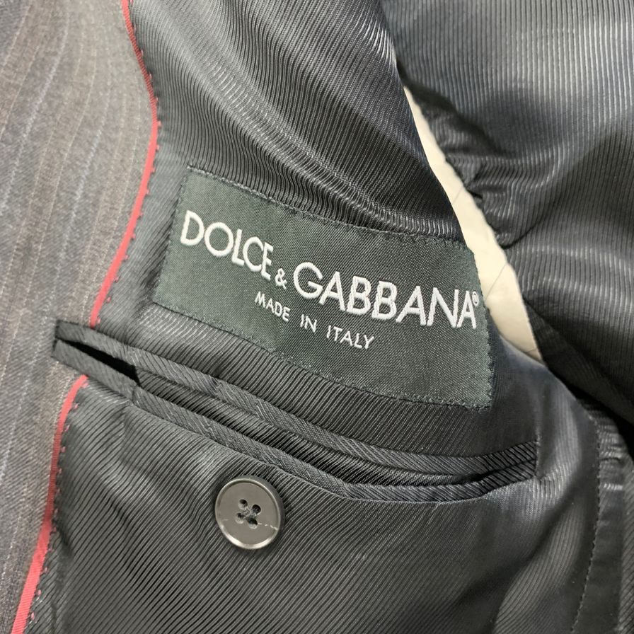 ドルチェ＆ガッバーナ スーツ 2B センターベント ストライプ ブラック メンズ サイズ50 DOLCE&GABBANA【AFB42】