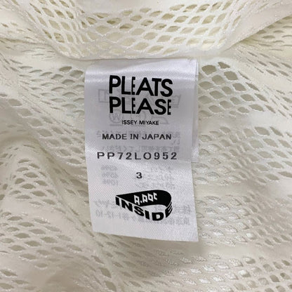 極美品◆プリーツプリーズ イッセイミヤケ メッシュ カーディガン  PP72LO952 レディースサイズ3 ホワイト PLEATS PLEASE ISSEY MIYAKE 【AFB41】