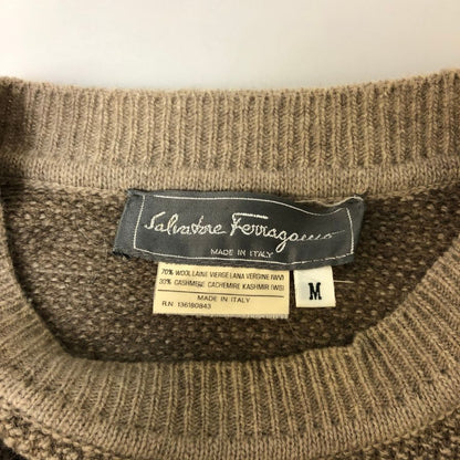 極美品◆サルヴァトーレフェラガモ ニット セーター ウール カシミヤ グレー メンズ サイズM Salvatore Ferragamo 【AFB6】